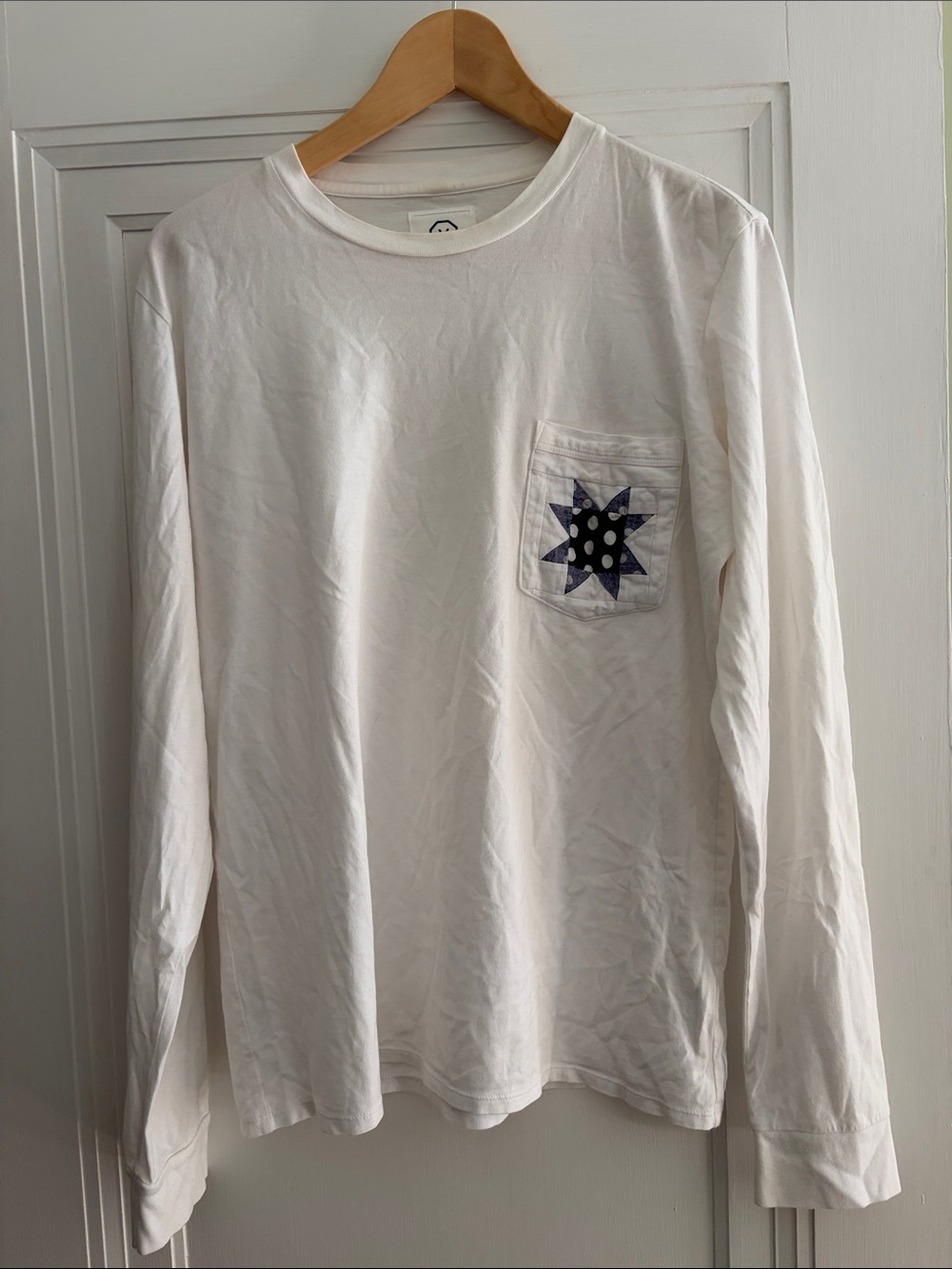 Rare Men’s White Long Sleeve Visvim shirt with Quilt star pocket Cubism Inc